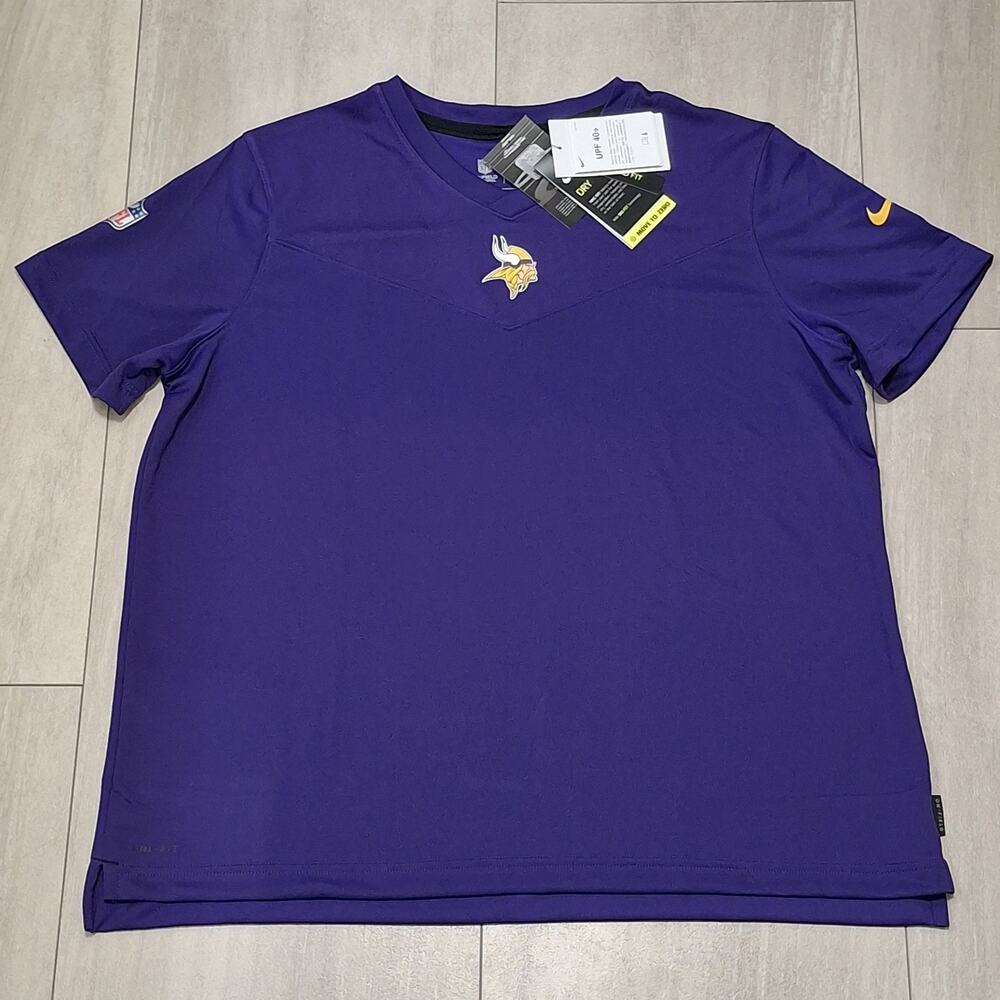 Nike Women's Purple Minnesota Vikings Sideline Coaches V-Neck T-Shirt Size XL
